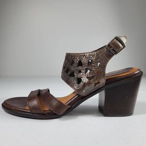 Ariat Poppy Brown Leather Open Toe Strappy Block Heel Sandals 10 B